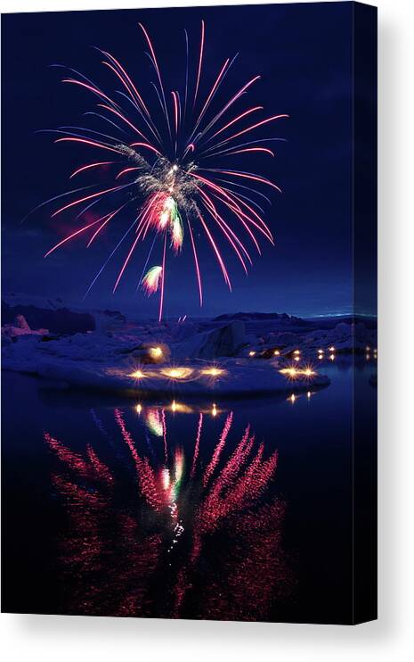 Fireworks Canvas Print featuring the photograph Fire and ice #4 #1 by Christopher Mathews
