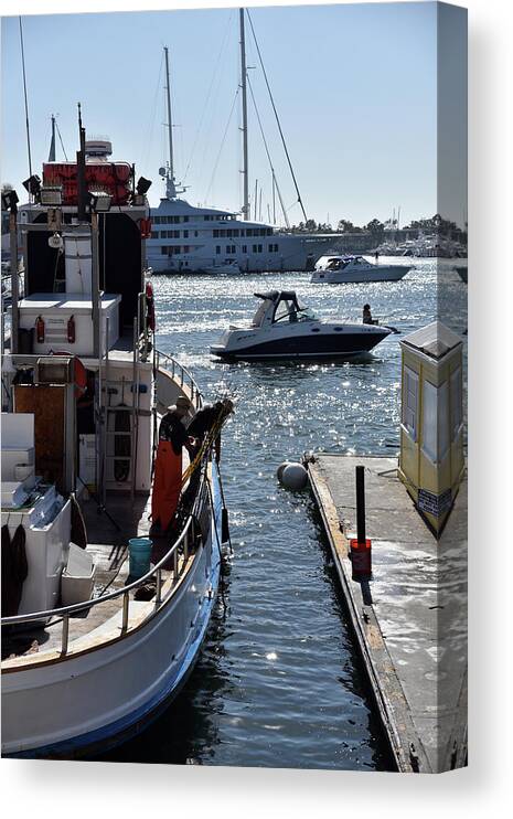Yacht Canvas Print featuring the photograph Fishing boat in the harbor #1 by Mark Stout