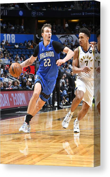 Franz Wagner Canvas Print featuring the photograph Indiana Pacers v Orlando Magic by Gary Bassing