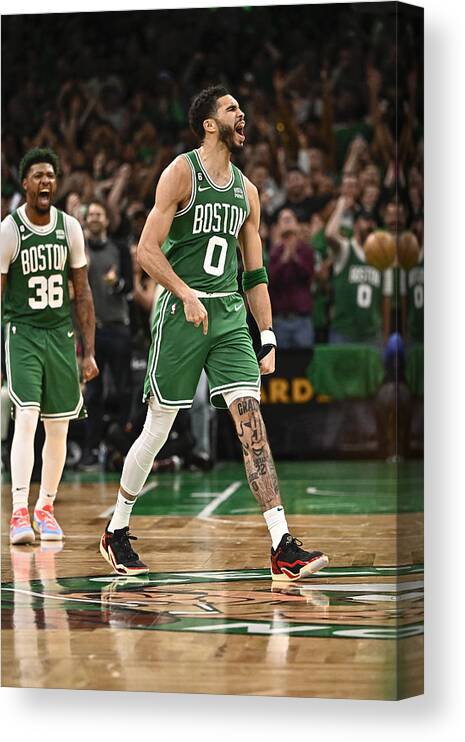 Playoffs Canvas Print featuring the photograph Jayson Tatum #1 by David Dow