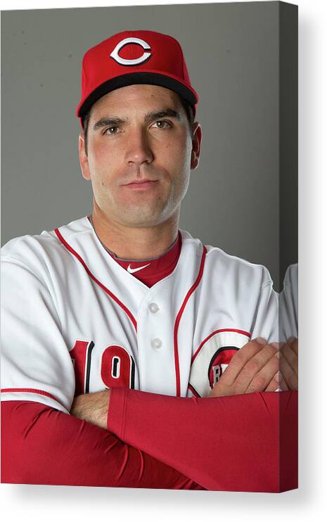 American League Baseball Canvas Print featuring the photograph Joey Votto by Mike Mcginnis