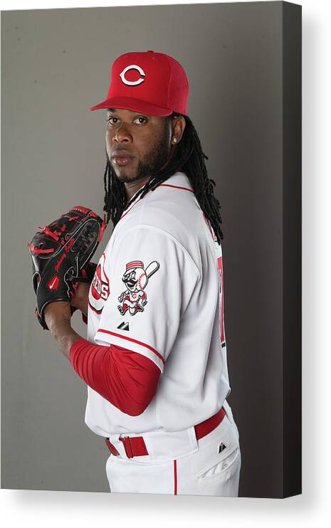 American League Baseball Canvas Print featuring the photograph Johnny Cueto by Mike Mcginnis