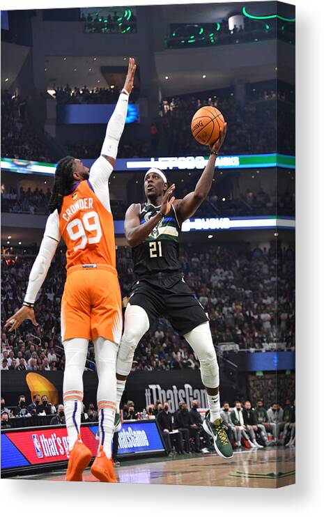 Playoffs Canvas Print featuring the photograph Jrue Holiday by Jesse D. Garrabrant