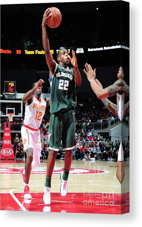 Khris Middleton Canvas Print featuring the photograph Khris Middleton by Scott Cunningham