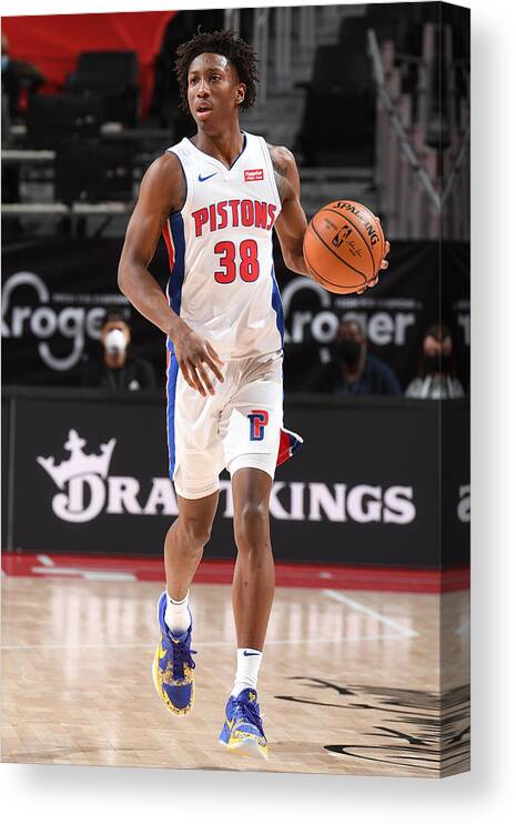 Nba Pro Basketball Canvas Print featuring the photograph Milwaukee Bucks v Detroit Pistons by Chris Schwegler