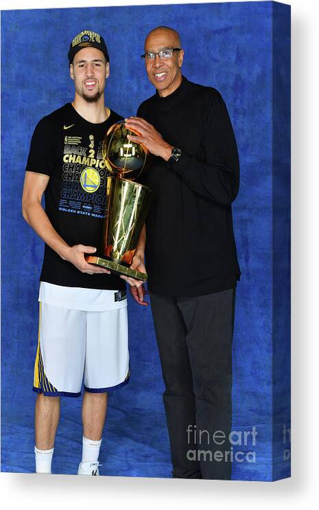 Klay Thompson Canvas Print featuring the photograph Mychal Thompson and Klay Thompson by Jesse D. Garrabrant