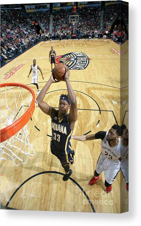 Smoothie King Center Canvas Print featuring the photograph Myles Turner by Layne Murdoch