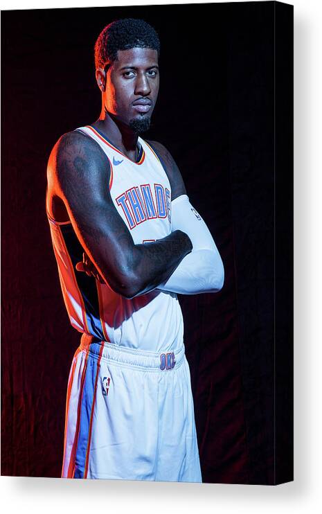 Media Day Canvas Print featuring the photograph Paul George by Michael J. Lebrecht Ii