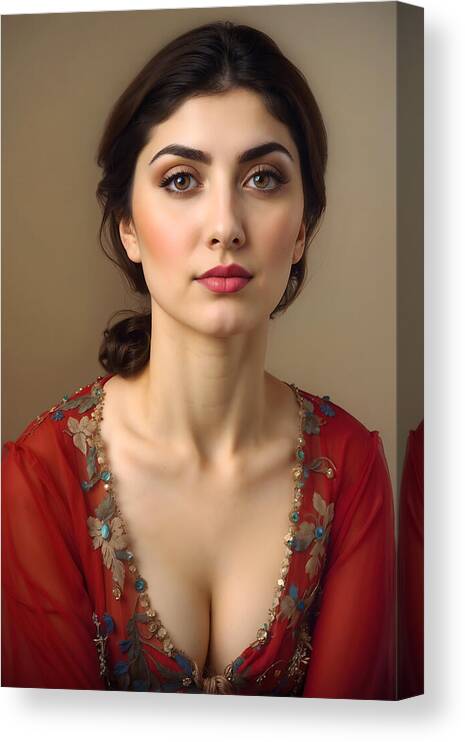 Woman Canvas Print featuring the digital art Portrait of Layla by Mark Greenberg