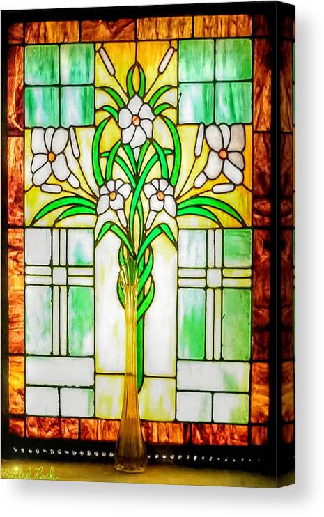 Cemetery Canvas Print featuring the photograph Stained Glass Flowers #2 by Michael Rucker