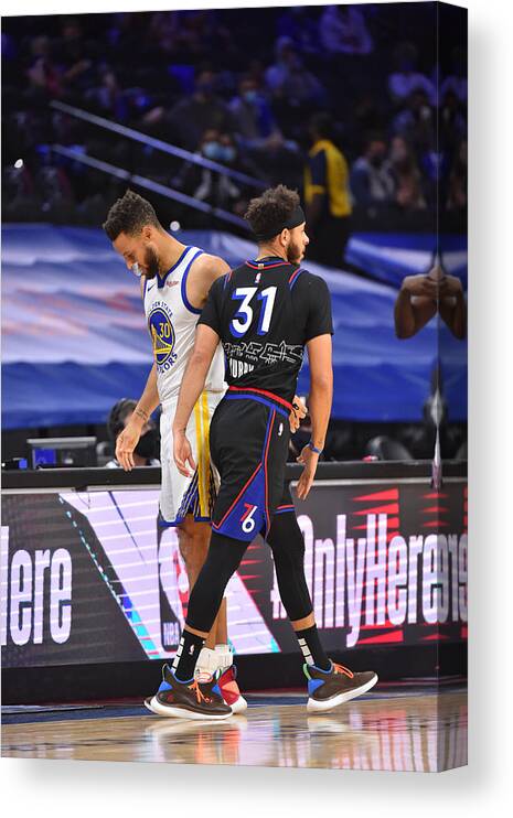 Seth Curry Canvas Print featuring the photograph Stephen Curry and Seth Curry #1 by Jesse D. Garrabrant