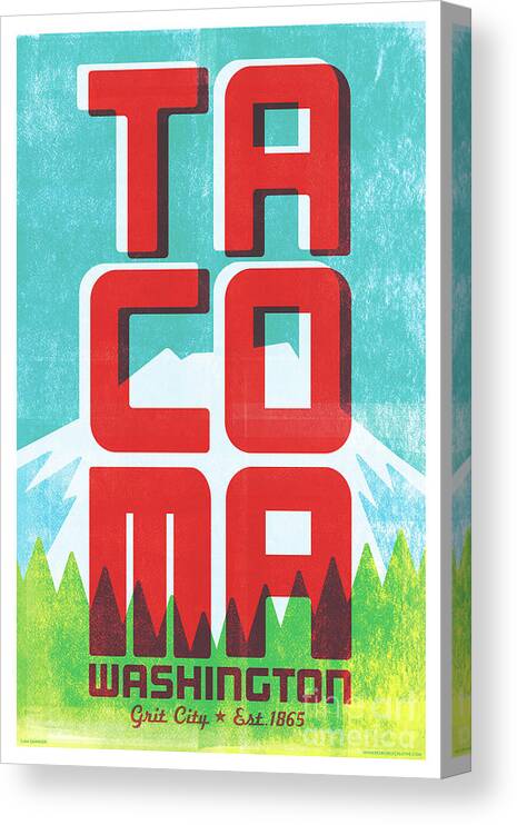 Vintage Canvas Print featuring the digital art Tacoma Poster - Vintage Style Travel #3 by Jim Zahniser