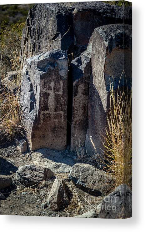 Ancient Canvas Print featuring the photograph Three Rivers Petroglyphs #15 #1 by Blake Webster