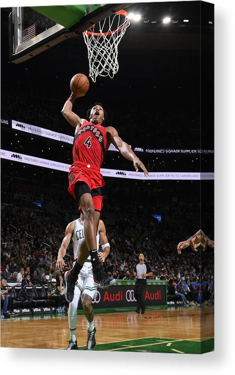 Scottie Barnes Canvas Print featuring the photograph Toronto Raptors v Boston Celtics by Brian Babineau