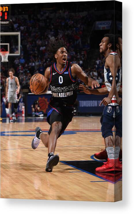 Tyrese Maxey Canvas Print featuring the photograph Washington Wizards v Philadelphia 76ers - Game Two by David Dow