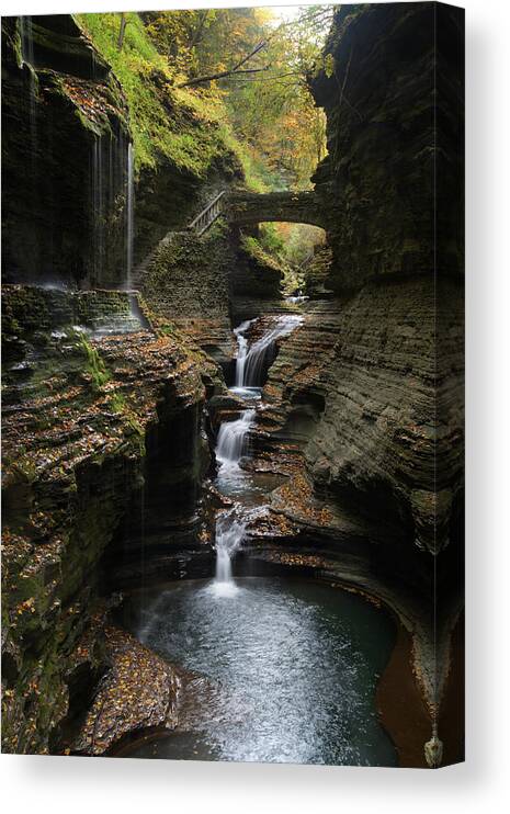 Waterfall Canvas Print featuring the photograph Watkins Glen Rainbow Falls by Flinn Hackett