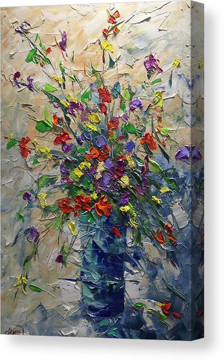 Frederic Payet Art Canvas Print featuring the painting Wild flowers #1 by Frederic Payet