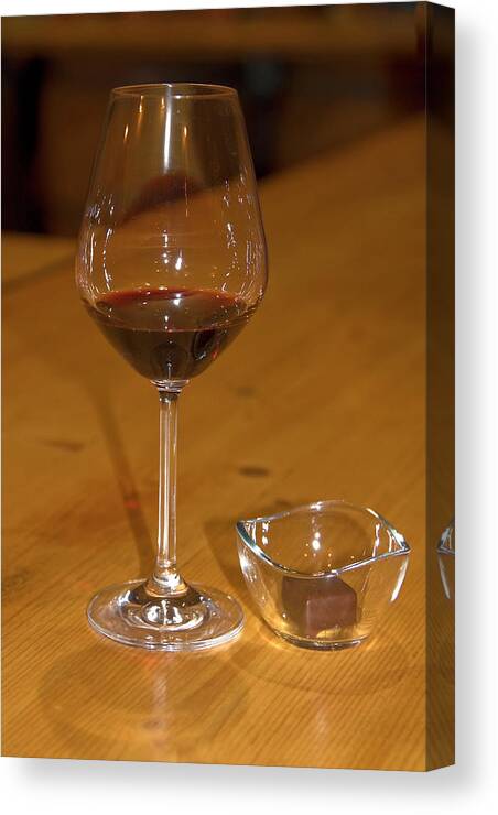 Wine In Glass Canvas Print featuring the photograph Wine and Chocolate by Sally Weigand