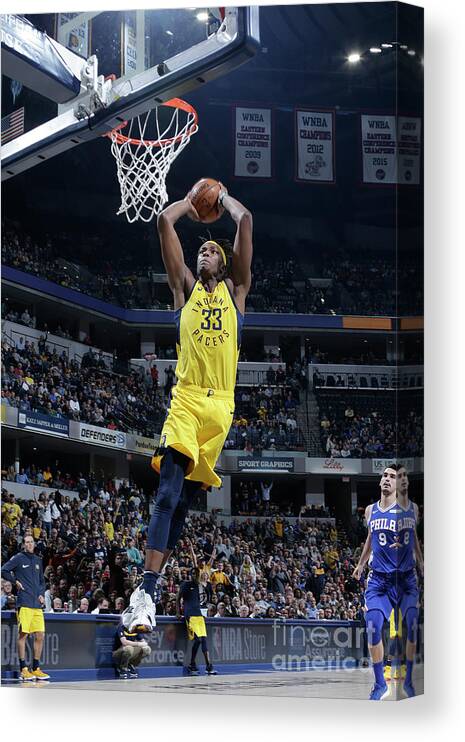 Nba Pro Basketball Canvas Print featuring the photograph Myles Turner by Ron Hoskins