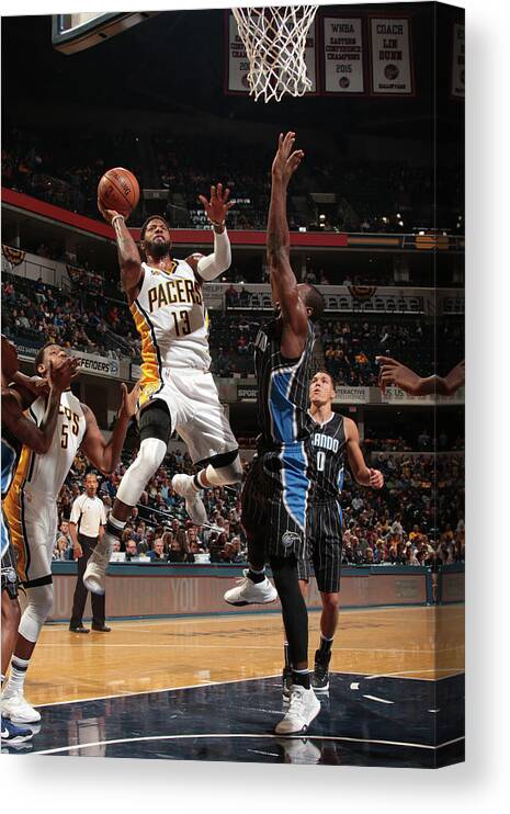 Nba Pro Basketball Canvas Print featuring the photograph Paul George by Ron Hoskins
