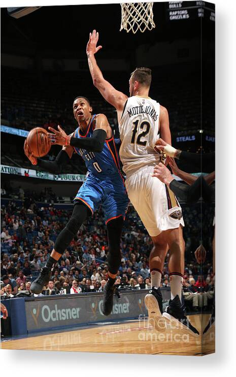 Smoothie King Center Canvas Print featuring the photograph Russell Westbrook by Layne Murdoch