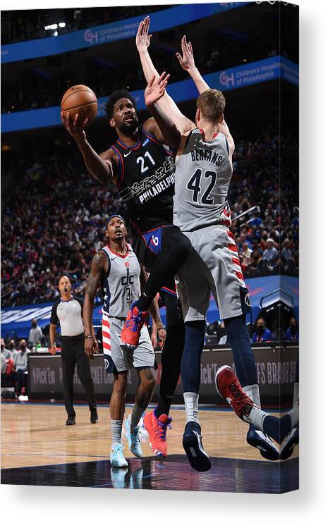 Playoffs Canvas Print featuring the photograph Joel Embiid by David Dow