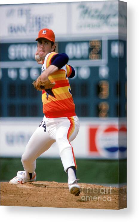 1980-1989 Canvas Print featuring the photograph Nolan Ryan #12 by Rich Pilling