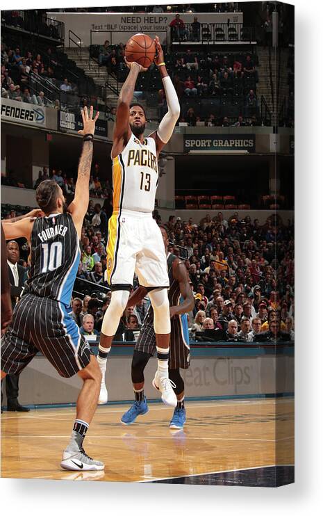 Paul George Canvas Print featuring the photograph Paul George by Ron Hoskins