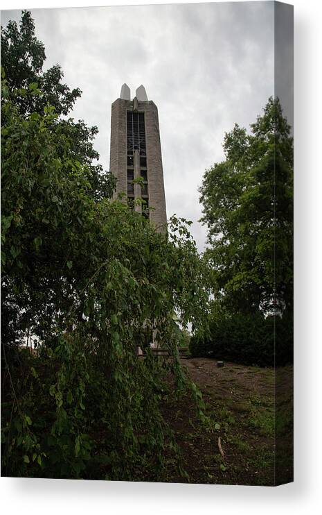 Kansas Jayhawks Canvas Print featuring the photograph Campinilie Tower at University of Kansas by Eldon McGraw