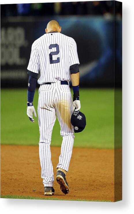 Ninth Inning Canvas Print featuring the photograph Derek Jeter #16 by Al Bello