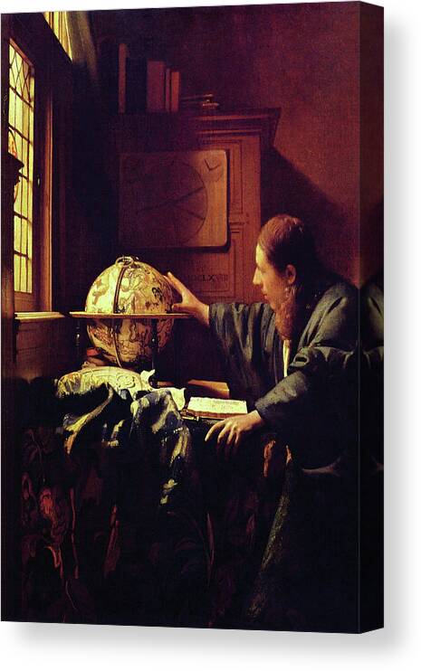 Baroque Canvas Print featuring the painting The Astronomer by Johannes Vermeer