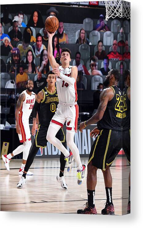 Tyler Herro Canvas Print featuring the photograph 2020 NBA Finals - Miami Heat v Los Angeles Lakers by Andrew D. Bernstein