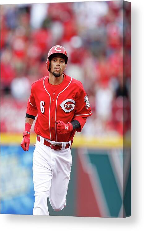 Great American Ball Park Canvas Print featuring the photograph Billy Hamilton #2 by Joe Robbins