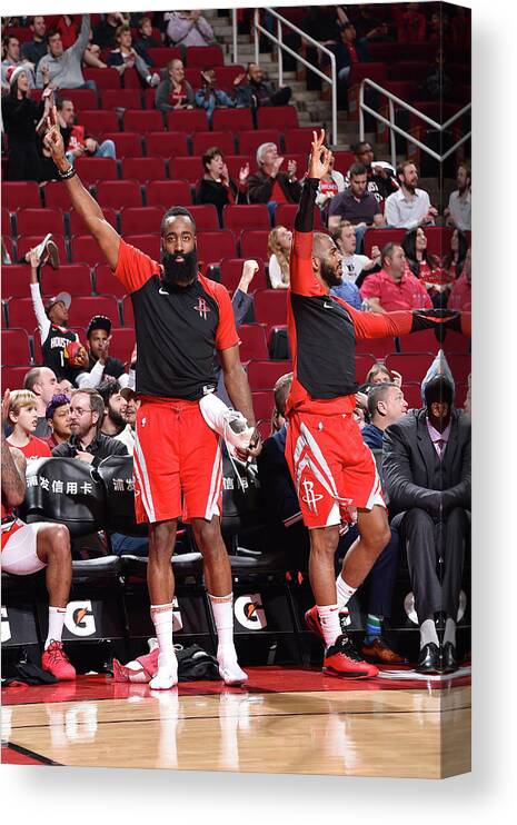 Nba Pro Basketball Canvas Print featuring the photograph Chris Paul and James Harden by Bill Baptist