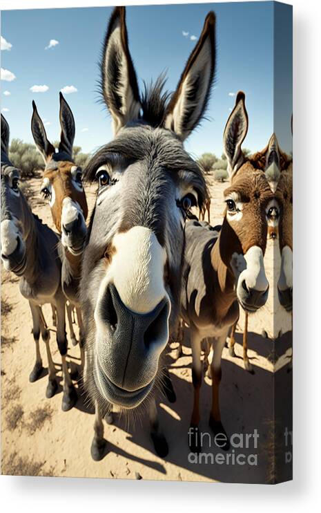 Series Canvas Print featuring the digital art Donkey selfie #2 by Sabantha