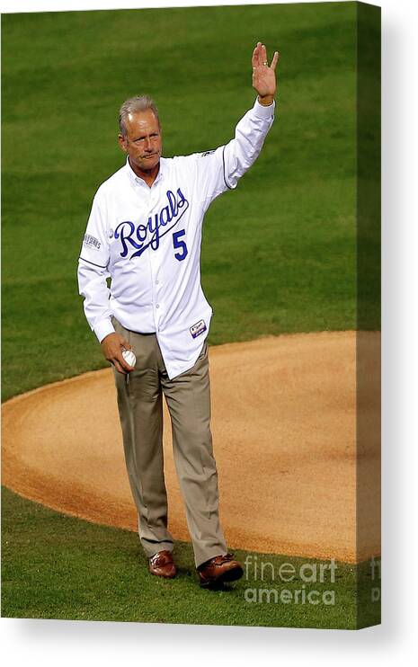 Game Two Canvas Print featuring the photograph George Brett by Ed Zurga