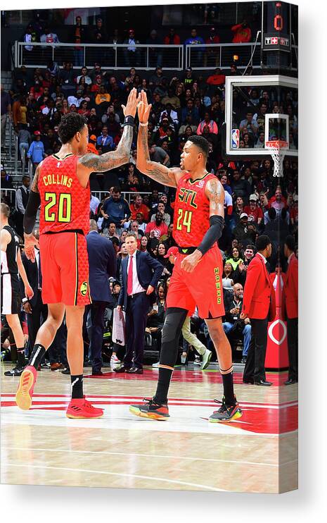 John Collins Canvas Print featuring the photograph Kent Bazemore and John Collins by Scott Cunningham
