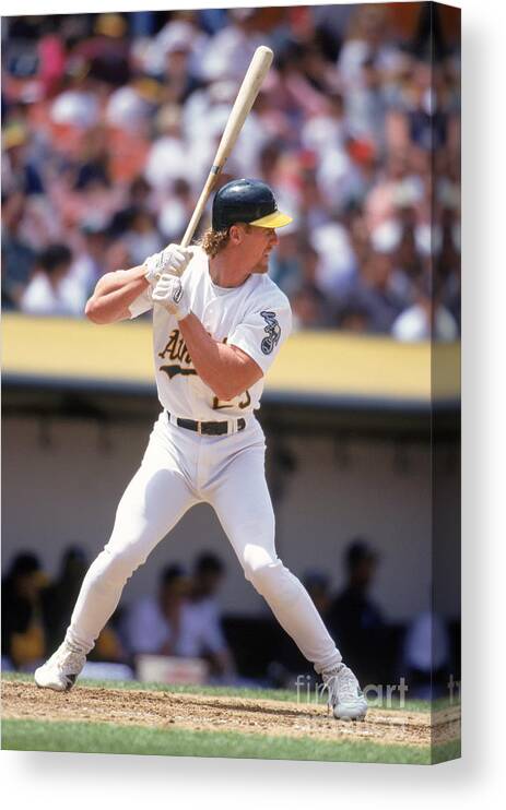 1980-1989 Canvas Print featuring the photograph Mark Mcgwire by Jeff Carlick