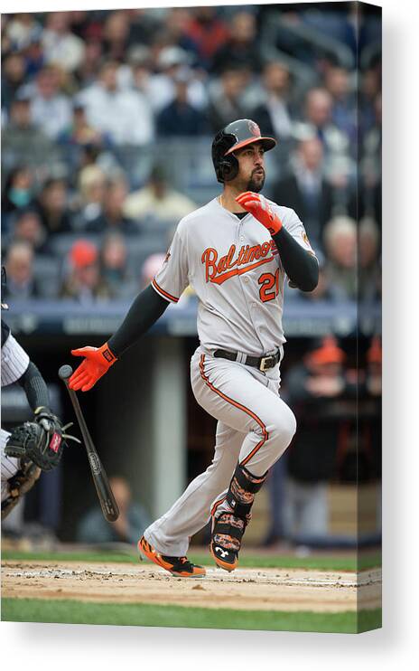 East Canvas Print featuring the photograph Nick Markakis by Rob Tringali