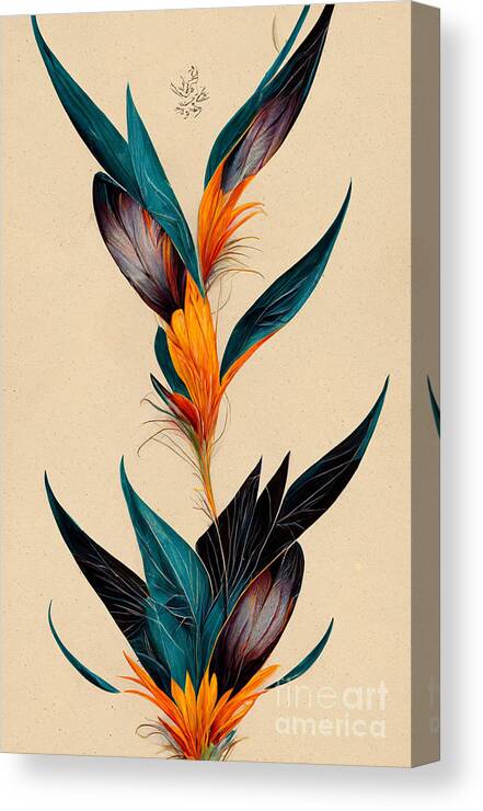 Bird Of Paradise Canvas Print featuring the digital art Paradisiacal #2 by Sabantha