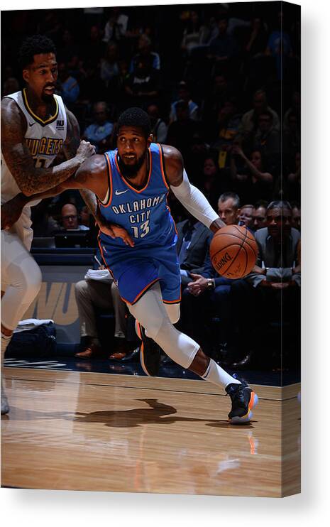 Nba Pro Basketball Canvas Print featuring the photograph Paul George by Bart Young
