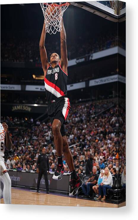 Nba Pro Basketball Canvas Print featuring the photograph Portland Trail Blazers v Phoenix Suns #2 by Garrett Ellwood