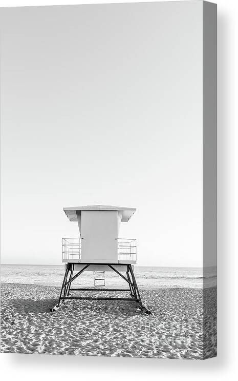 America Canvas Print featuring the photograph Santa Cruz Lifeguard Station Black and White Photo #2 by Paul Velgos