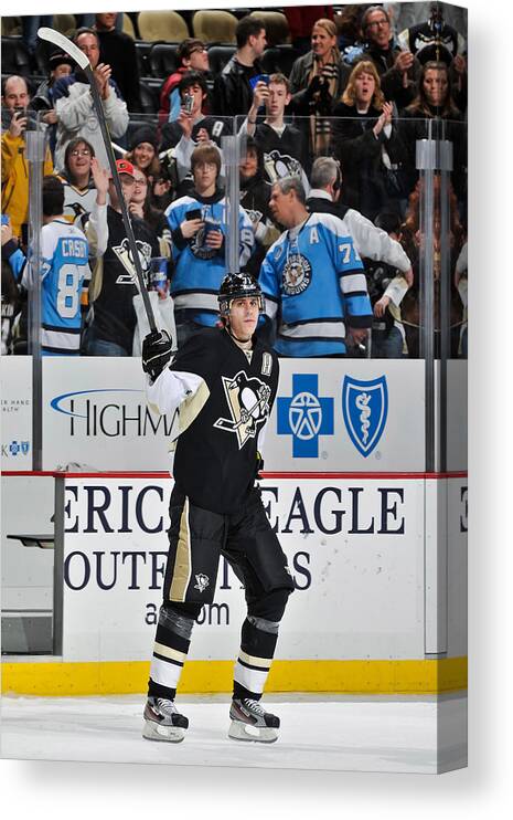 Crowd Of People Canvas Print featuring the photograph Tampa Bay Lightning v Pittsburgh Penguins #2 by Jamie Sabau