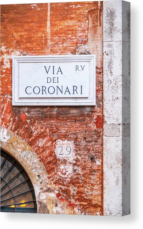 Alan Copson Canvas Print featuring the photograph Via dei Coronari - Rome #2 by Alan Copson