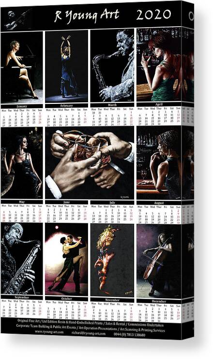 2020 Canvas Print featuring the painting 2020 Dark and Moody R Young Art Calendar by Richard Young
