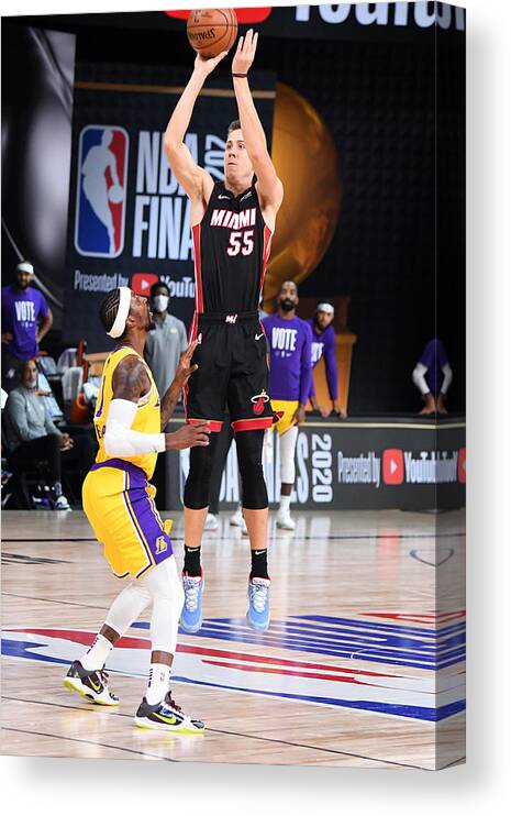 Duncan Robinson Canvas Print featuring the photograph 2020 NBA Finals - Los Angeles Lakers v Miami Heat by Andrew D. Bernstein