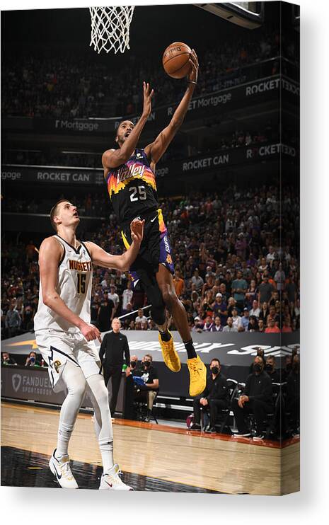 Mikal Bridges Canvas Print featuring the photograph 2021 NBA Playoffs - Denver Nuggets v Phoenix Suns by Garrett Ellwood