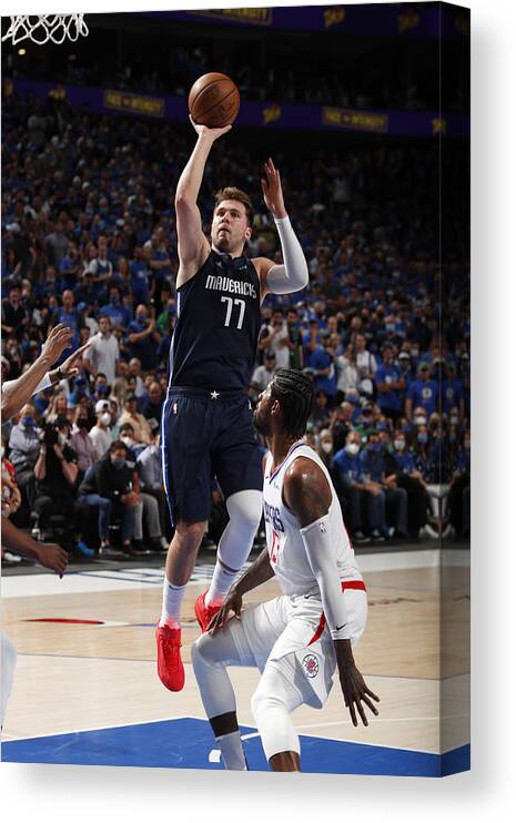 Playoffs Canvas Print featuring the photograph 2021 NBA Playoffs - LA Clippers v Dallas Mavericks by Jeff Haynes