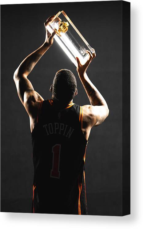 Obi Toppin Canvas Print featuring the photograph 2022 NBA All-Star - AT&T Slam Dunk by Evan Yu